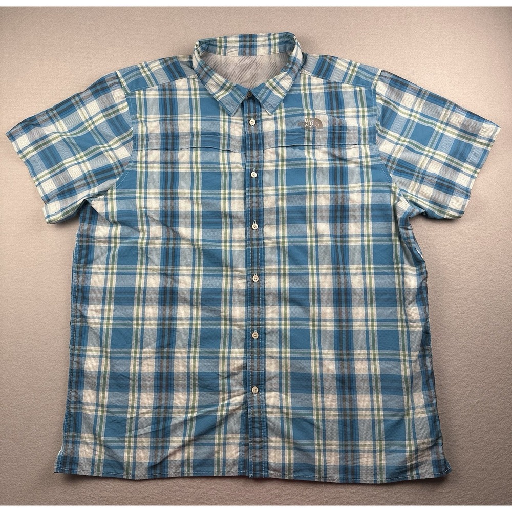 The North Face Button Down Shirt Mens XL Blue Fast Dry Mesh Vented Short Sleeve